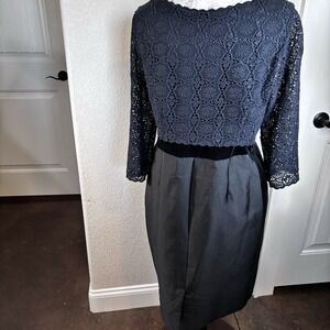 Boden Women's Evening Dress Navy Crochet Lace Top W/ Pencil Skirt Elegant Sz 12